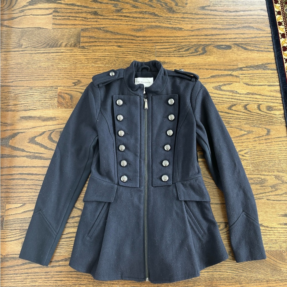 BCBGeneration Navy Double-Breasted Peacoat